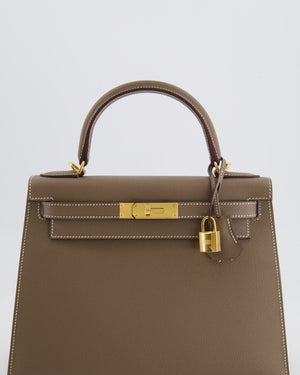 Hermès Kelly Sellier Bag 28cm in Etoupe Epsom Leather with Gold Hardware