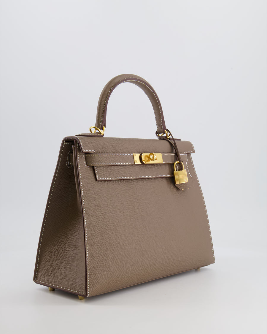 Hermès Kelly Sellier Bag 28cm in Etoupe Epsom Leather with Gold Hardware