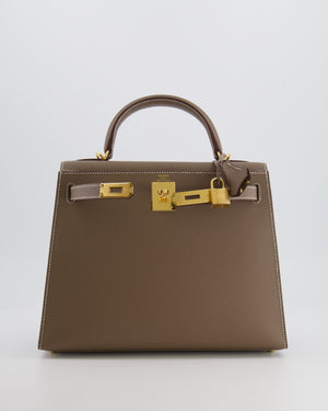 Hermès Kelly Sellier Bag 28cm in Etoupe Epsom Leather with Gold Hardware