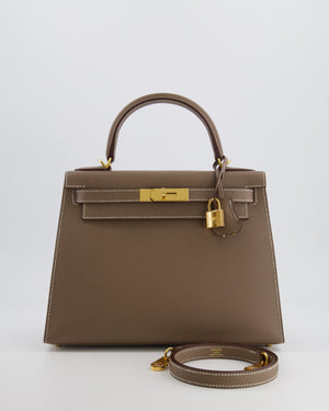 Hermès Kelly Sellier Bag 28cm in Etoupe Epsom Leather with Gold Hardware