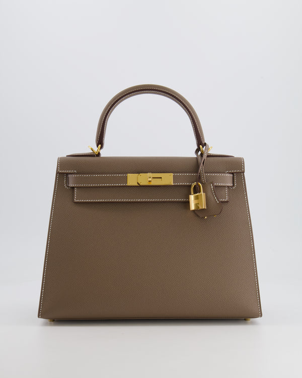 Hermès Kelly Sellier Bag 28cm in Etoupe Epsom Leather with Gold Hardware