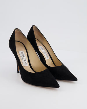 Jimmy Choo Black Suede Pump With Gold Logo Detail Size EU 36.5 RRP £650