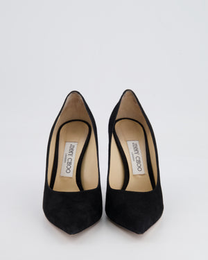 Jimmy Choo Black Suede Pump With Gold Logo Detail Size EU 36.5 RRP £650