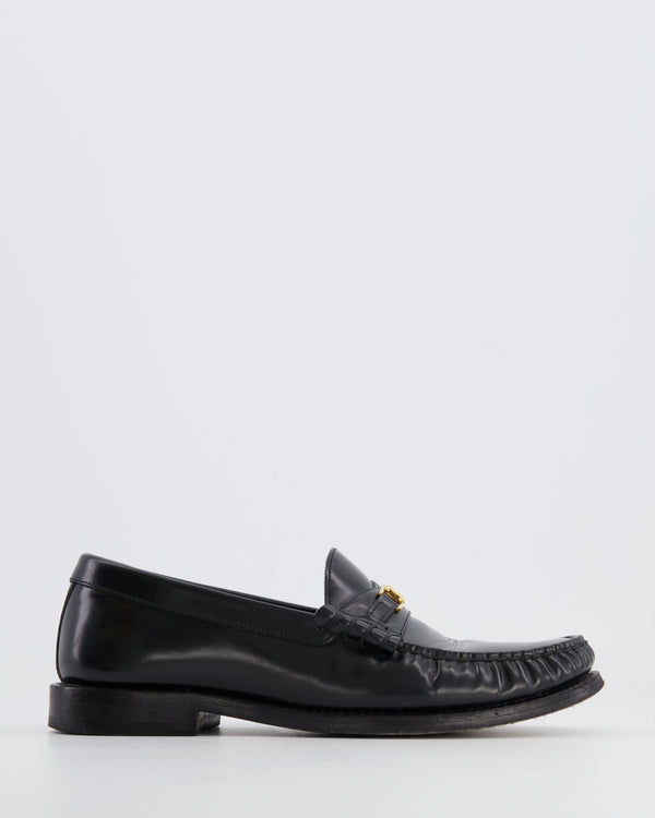 Céline Black Leather Loafers with Gold Triomphe Logo Detail Size EU 36 RRP £790