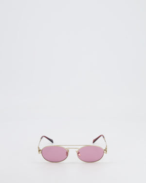 Miu Miu Acetate Sunglasses with Pink Frame and Champagne Gold Details