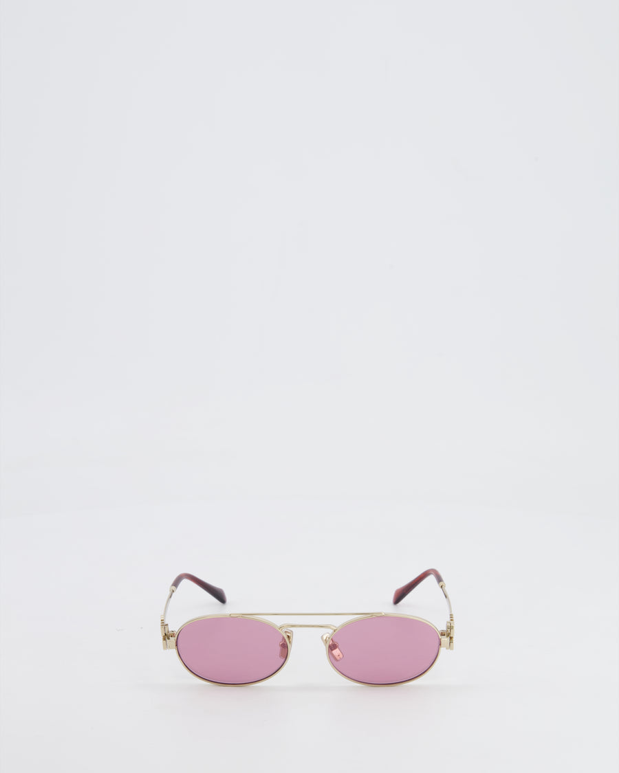 Miu Miu Acetate Sunglasses with Pink Frame and Champagne Gold Details