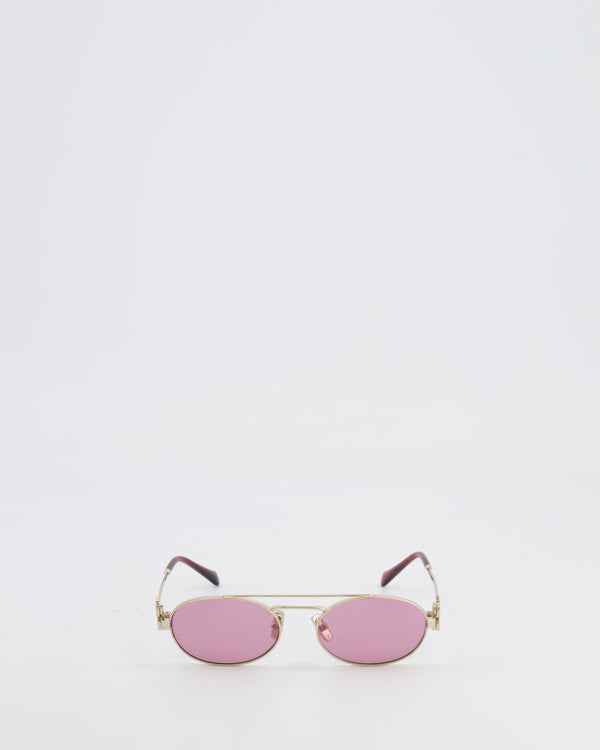 Miu Miu Acetate Sunglasses with Pink Frame and Champagne Gold Details