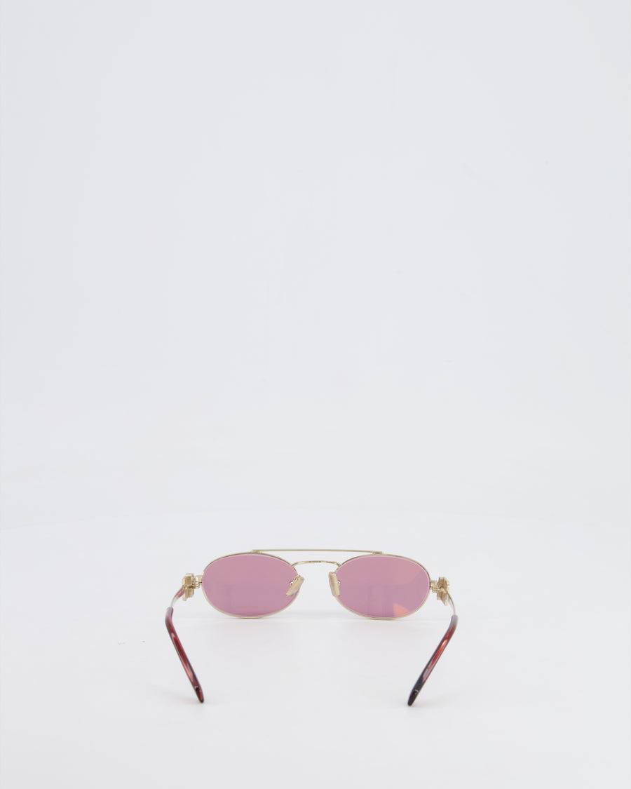 Miu Miu Acetate Sunglasses with Pink Frame and Champagne Gold Details