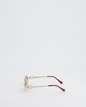 Miu Miu Acetate Sunglasses with Pink Frame and Champagne Gold Details