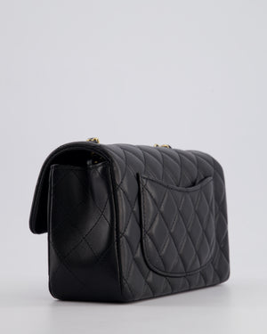 *RARE* Chanel Black Mini Rectangular Single Flap Bag in Lambskin Leather with Champagne Gold Hardware