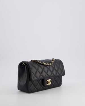 *RARE* Chanel Black Mini Rectangular Single Flap Bag in Lambskin Leather with Champagne Gold Hardware