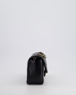 *RARE* Chanel Black Mini Rectangular Single Flap Bag in Lambskin Leather with Champagne Gold Hardware