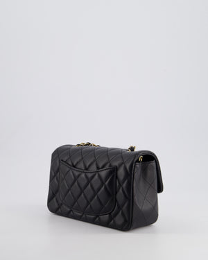 *RARE* Chanel Black Mini Rectangular Single Flap Bag in Lambskin Leather with Champagne Gold Hardware