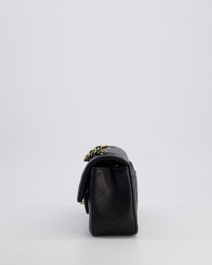 *RARE* Chanel Black Mini Rectangular Single Flap Bag in Lambskin Leather with Champagne Gold Hardware