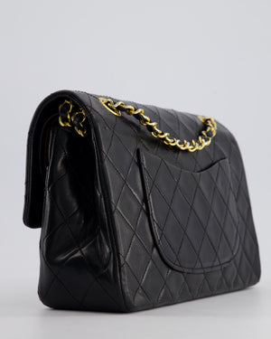 *RARE* Chanel Vintage Black Medium Classic Double Flap Bag in Lambskin Leather with 24K Gold Hardware