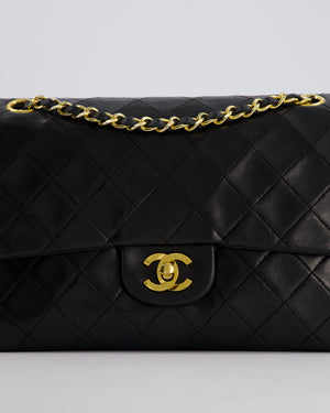 *RARE* Chanel Vintage Black Medium Classic Double Flap Bag in Lambskin Leather with 24K Gold Hardware