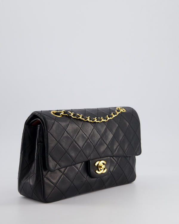 *RARE* Chanel Vintage Black Medium Classic Double Flap Bag in Lambskin Leather with 24K Gold Hardware