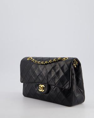 *RARE* Chanel Vintage Black Medium Classic Double Flap Bag in Lambskin Leather with 24K Gold Hardware