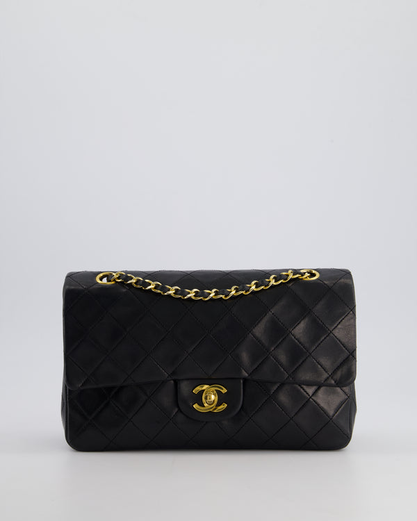 *RARE* Chanel Vintage Black Medium Classic Double Flap Bag in Lambskin Leather with 24K Gold Hardware