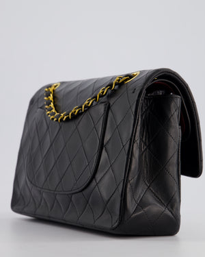 Chanel Vintage Black Medium Classic Double Flap Bag in Lambskin Leather with 24K Gold Hardware