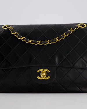 Chanel Vintage Black Medium Classic Double Flap Bag in Lambskin Leather with 24K Gold Hardware