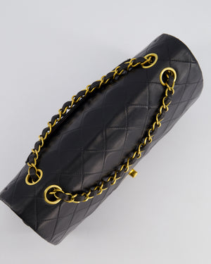 Chanel Vintage Black Medium Classic Double Flap Bag in Lambskin Leather with 24K Gold Hardware