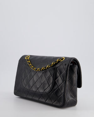 Chanel Vintage Black Medium Classic Double Flap Bag in Lambskin Leather with 24K Gold Hardware