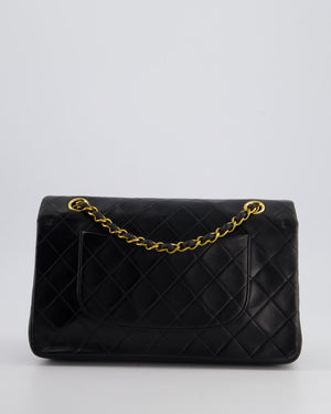 Chanel Vintage Black Medium Classic Double Flap Bag in Lambskin Leather with 24K Gold Hardware