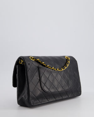 Chanel Vintage Black Medium Classic Double Flap Bag in Lambskin Leather with 24K Gold Hardware