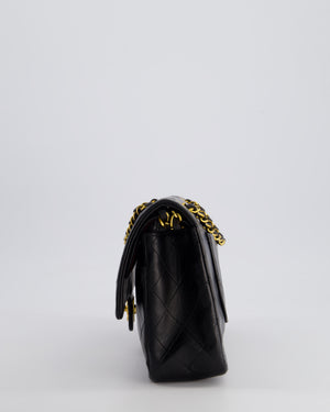 Chanel Vintage Black Medium Classic Double Flap Bag in Lambskin Leather with 24K Gold Hardware