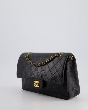 Chanel Vintage Black Medium Classic Double Flap Bag in Lambskin Leather with 24K Gold Hardware