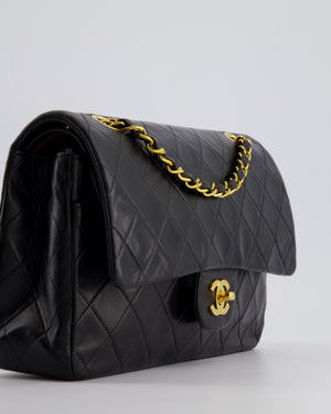 Chanel Vintage Black Medium Classic Double Flap Bag in Lambskin Leather with 24K Gold Hardware