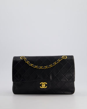 Chanel Vintage Black Medium Classic Double Flap Bag in Lambskin Leather with 24K Gold Hardware