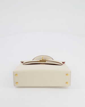 Hermès Mini Kelly 20cm HSS Bag in Craie Epsom Leather and Rouge de Coeur Interior with Gold Hardware