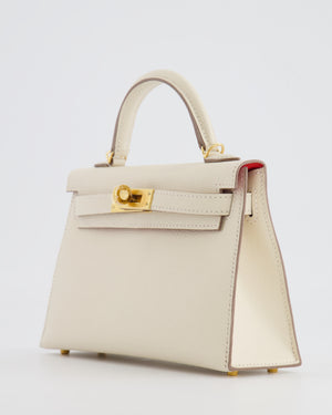 Hermès Mini Kelly 20cm HSS Bag in Craie Epsom Leather and Rouge de Coeur Interior with Gold Hardware