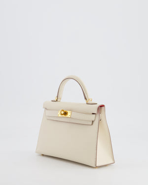 Hermès Mini Kelly 20cm HSS Bag in Craie Epsom Leather and Rouge de Coeur Interior with Gold Hardware