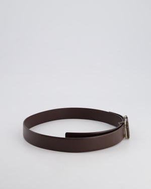 Valentino Brown Enamel V Logo Signature Belt 75cm