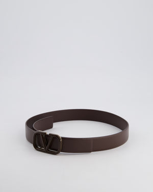 Valentino Brown Enamel V Logo Signature Belt 75cm