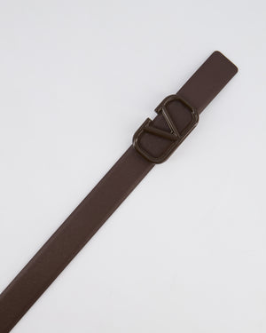 Valentino Brown Enamel V Logo Signature Belt 75cm