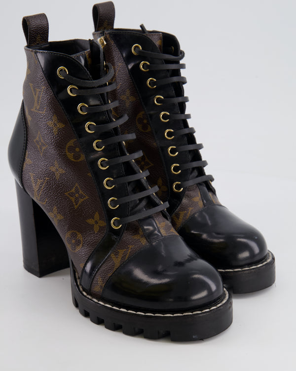 Louis Vuitton Brown and Black Star Trail Monogram Heeled Ankle Boots Size EU 39 RRP £1,320