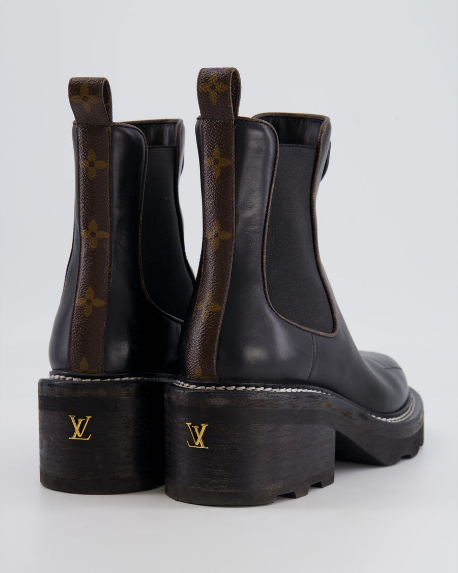 Louis Vuitton Black Beaubourg Ankle Boots with Monogram and Leather Logo Details Size EU 38.5 RRP £1,230