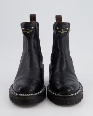 Louis Vuitton Black Beaubourg Ankle Boots with Monogram and Leather Logo Details Size EU 38.5 RRP £1,230