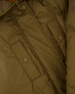 Hermès Khaki, Brown Reversible Puffer Jacket with Patch Logo Detail Size FR 38 UK 10