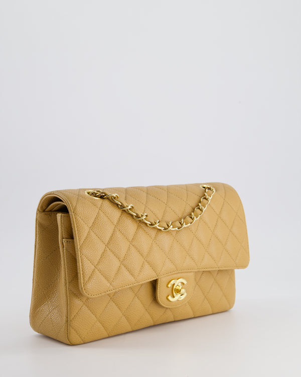 *RARE* Chanel Vintage Caramel Medium Classic Double Flap Bag in Caviar Leather with 24K Gold Hardware