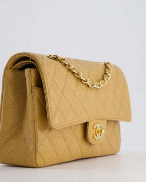 *RARE* Chanel Vintage Caramel Medium Classic Double Flap Bag in Caviar Leather with 24K Gold Hardware