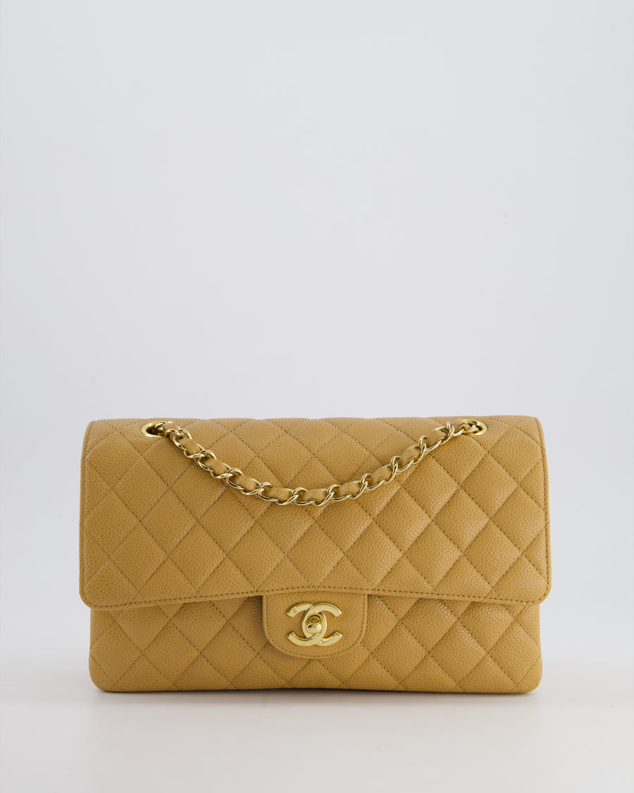 *RARE* Chanel Vintage Caramel Medium Classic Double Flap Bag in Caviar Leather with 24K Gold Hardware