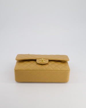 *RARE* Chanel Vintage Caramel Medium Classic Double Flap Bag in Caviar Leather with 24K Gold Hardware