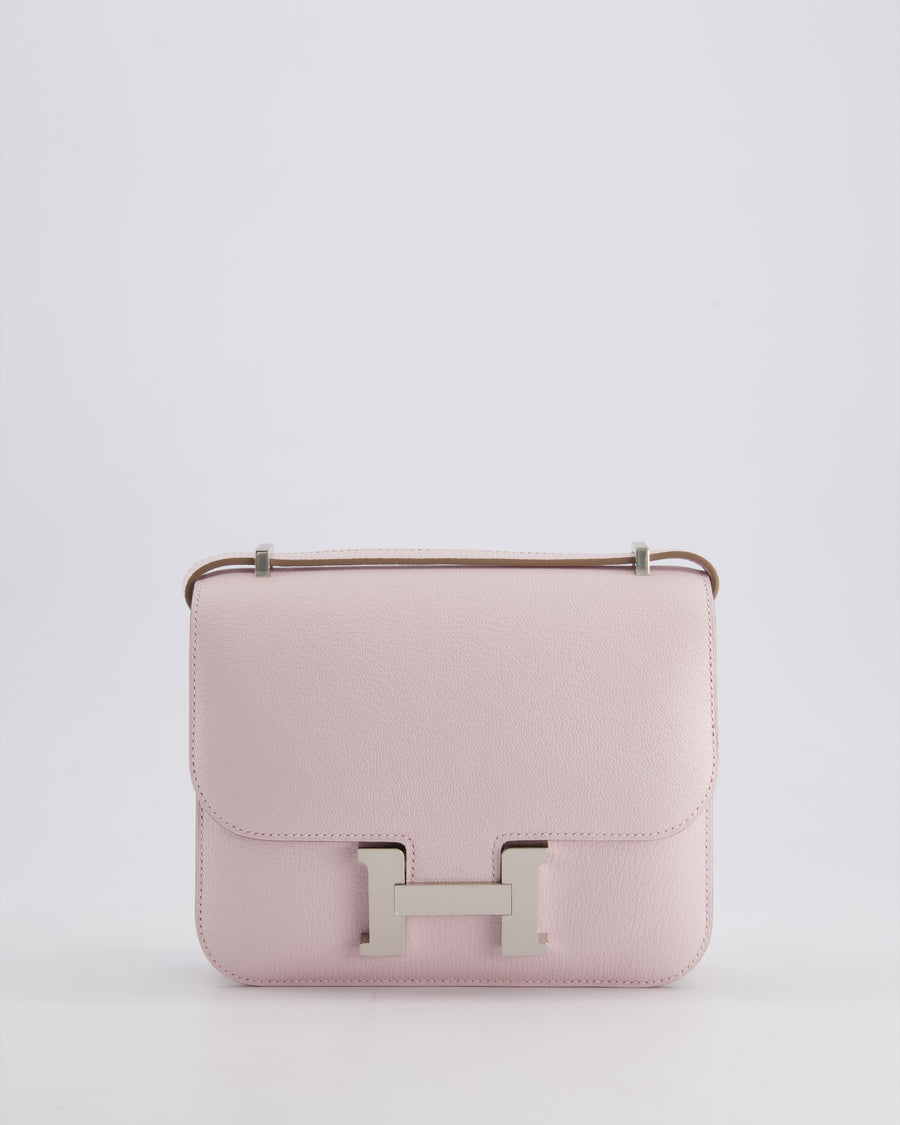 *SUPER RARE* Hermès Constance III Mini Miroir 18cm Bag in Mauve Pale Chèvre Mysore Leather with Palladium Hardware