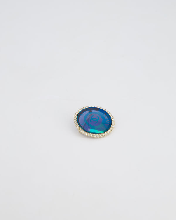 Chanel La Pausa Circular Transparent Blue Brooch With Crystal Detai