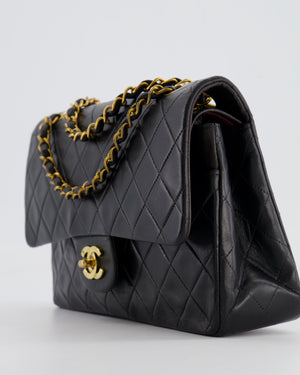 Chanel Vintage Black Medium Classic Double Flap Bag in Lambskin Leather with 24K Gold Hardware